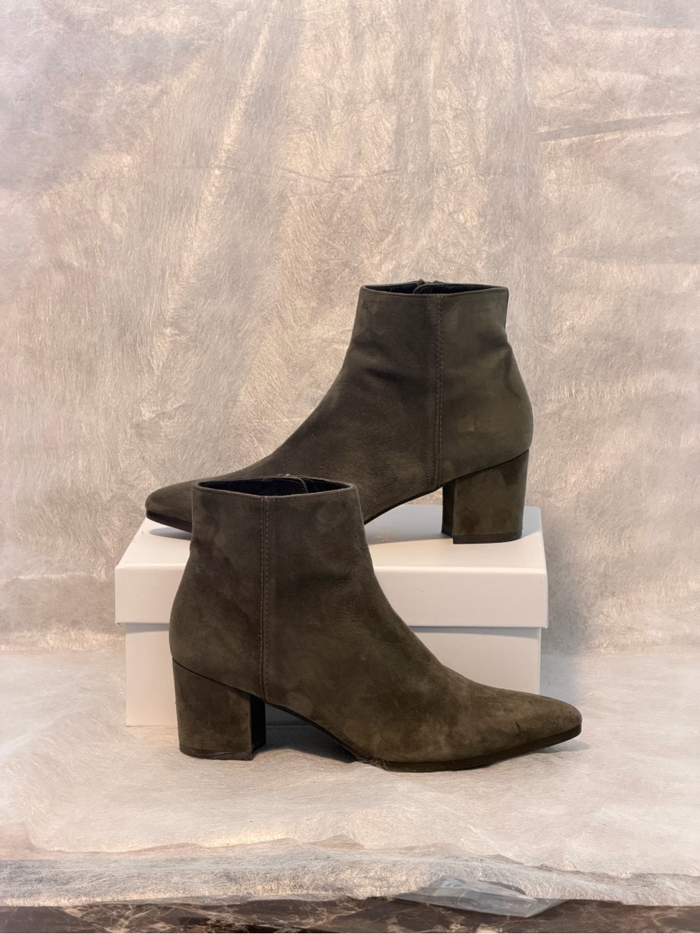 Stuart Weitzman Olive Green Suede Ankle Boots